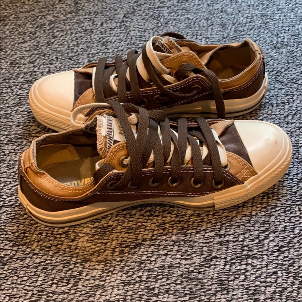 Converse All Star Chuck Taylor Low Double Lace Brown Tan Coffee Sneaker Shoe